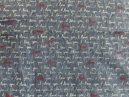 Sample Swatch for Premium Cotton Print I Love You Fabric by Prestige