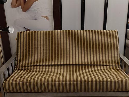 Khaki & Beige Stripe Futon Cover by Prestige