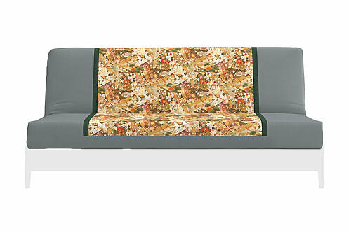 Japanese Printed Futon Cover - Storks Beige (Gray & Green)
