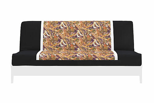 Japanese Printed Futon Cover - Storks Purple (Black & White)