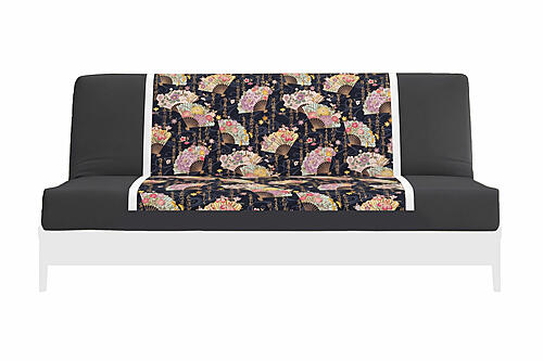 Japanese Printed Futon Cover - Fan (Black & White)