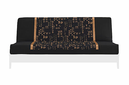 Japanese Printed Futon Cover - Small Kanji (Black & Gold)